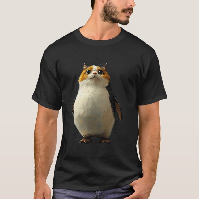 Süßer Pinguin mit Katzengesicht T-Shirt (Vorderseite)
