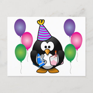 Süßer Pinguin mit Luftballon Postkarte