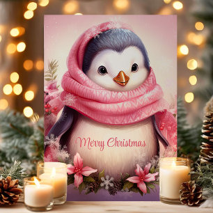 Süßer Pinguin mit rosa Schal Weihnachten
