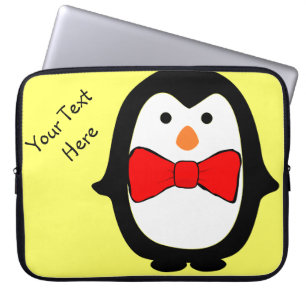 Süßer Pinguin mit roter Fliege Gelbe Elektronik-Ta Laptopschutzhülle