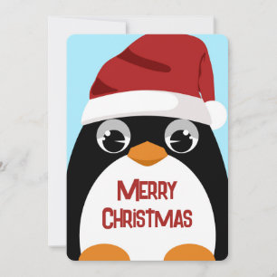 Süßer Pinguin mit Weihnachtsmannmütze Frohe Weihna Feiertagskarte