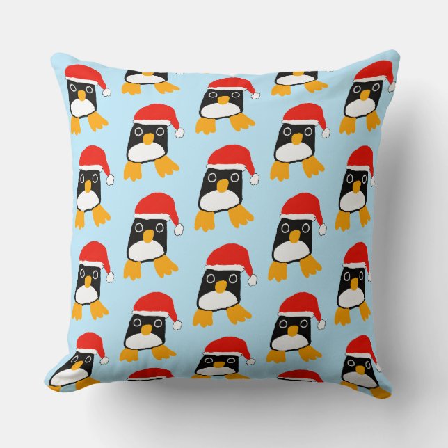 Süßer Pinguin mit Weihnachtsmütze Kissen (Vorderseite)