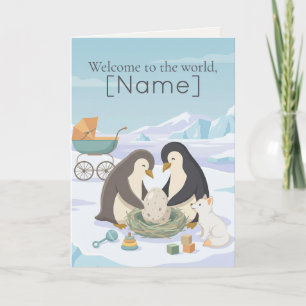 Süßer Pinguin neues Baby Personalisiertes neues Karte