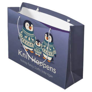 Süßer Pinguin-Pullover Familie | Witzige Weihnacht Große Geschenktüte