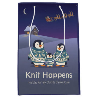 Süßer Pinguin-Pullover Familie | Witzige Weihnacht Mittlere Geschenktüte