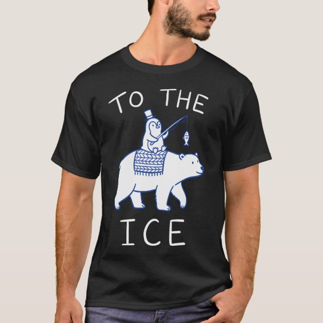 Süßer Pinguin reitet auf Eisbär T-Shirt (Vorderseite)