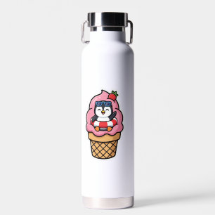 süßer Pinguin, Sommer-Eiscreme, kawaii-Tier-Aufkle Trinkflasche