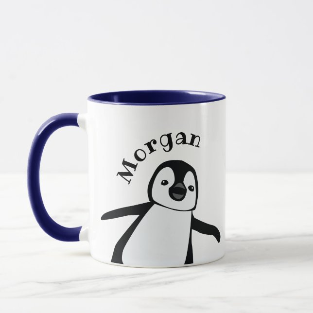 Süßer Pinguin-Spaß-Name Personalisiert Tasse (Links)