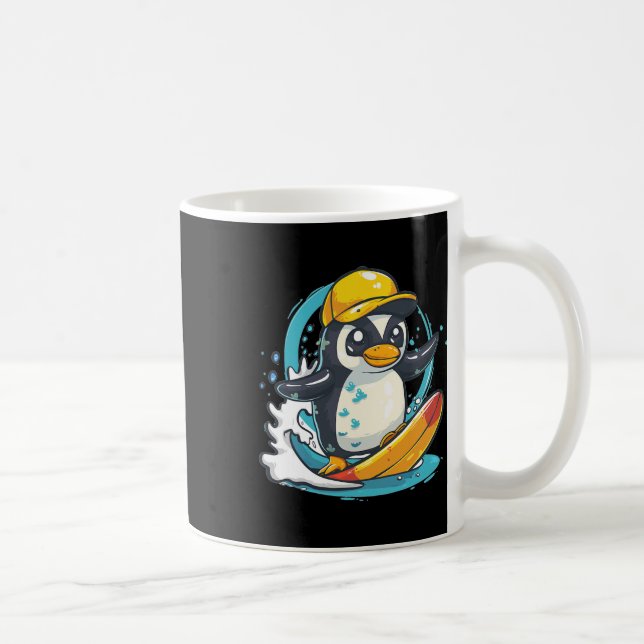Süßer Pinguin surft  Kaffeetasse (Rechts)