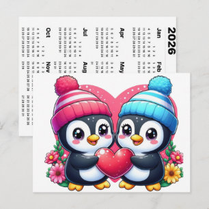 Süßer Pinguin Valentinstag-Geschenk-Kalender 2026 Feiertagspostkarte