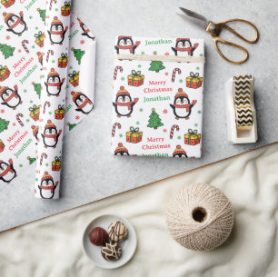 Süßer Pinguin Weihnachtsbaum Feiertage Geschenkpapier