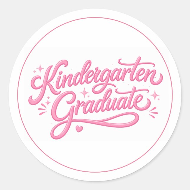 Süßer Pink-Schrift Kindergarten Absolvent Runder Aufkleber (Vorderseite)