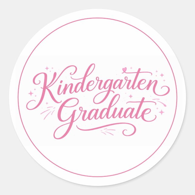 Süßer Pinker Schrift Kindergarten Absolvent Runder Aufkleber (Vorderseite)