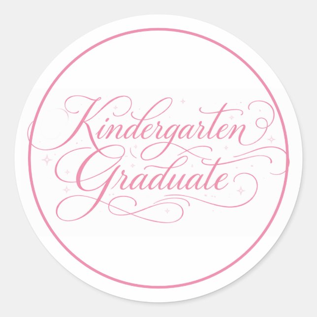 Süßer Pinker Schrift Kindergarten Absolvent Runder Aufkleber (Vorderseite)