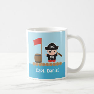 Süßer Piratenkapitän, Ozean-Floss, Jungen-Name-Tas Tasse