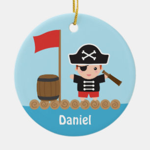 Süßer Piratenkapitän Ozean Floß Jungen Zimmer Deko Keramik Ornament