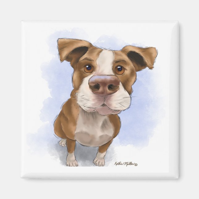 Süßer Pit Bull Cartoon Magnet (Vorne)