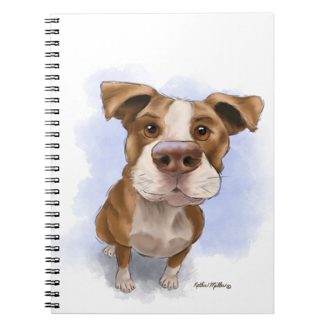 Süßer Pit Bull Cartoon Notizblock (Vorderseite)