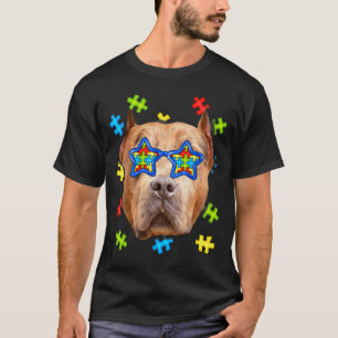 Süßer Pitbull Autismus Puzzle Sonnenbrille Welpen  T-Shirt