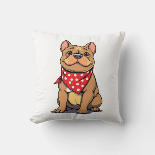 Süßer Pitbull Bulldogge mit Bandana Lustiger Hunde Kissen
