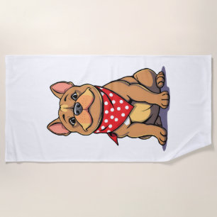 Süßer Pitbull Bulldogge mit Bandana Lustiger Hunde Strandtuch