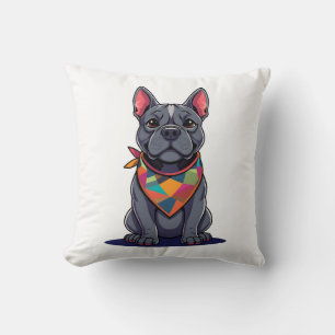 Süßer Pitbull-Franzose-Hund mit Bandana-Kunst Kissen
