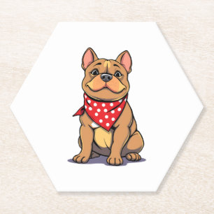 Süßer Pitbull-Franzose-Hund mit Bandana-Kunst Untersetzer