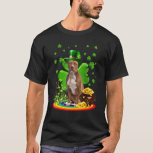 Süßer Pitbull-Hund Shamrock St. Patricks Day Hund  T-Shirt