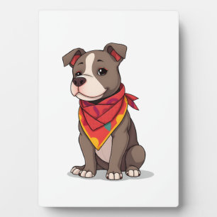 Süßer Pitbull mit Bandana  Gif für Hunde Liebhaber Fotoplatte