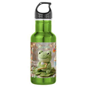 Süßer Plüschfrosch mit Key Lime Pie personalisiert Edelstahlflasche