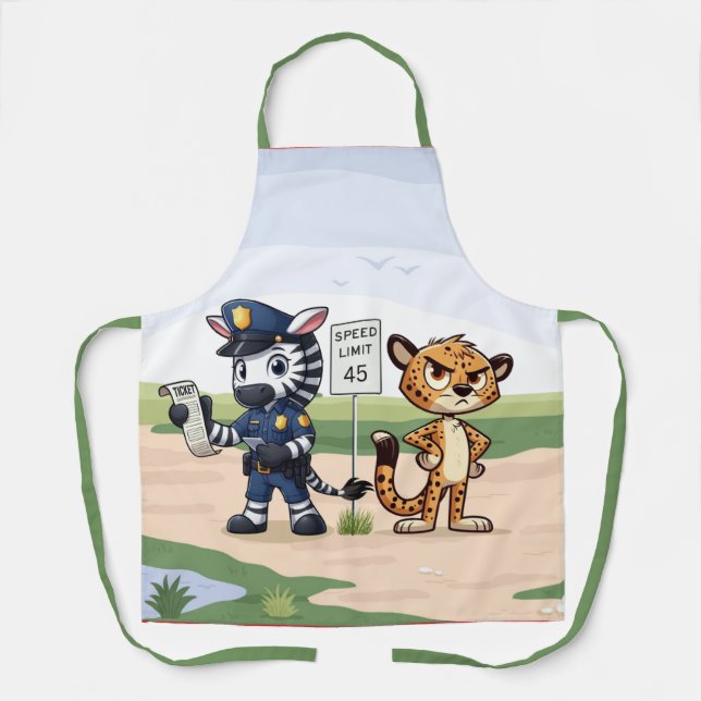 süßer Polizei-Zebra & Gepard Schürze (Vorderseite)