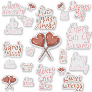 Süßer-Pops-Cute-Heart-Lutscher-Stickerbogen Aufkleber