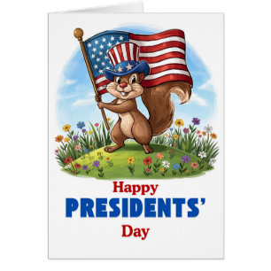 Süßer Presidents' Day-Eichhörnchen mit Flagge