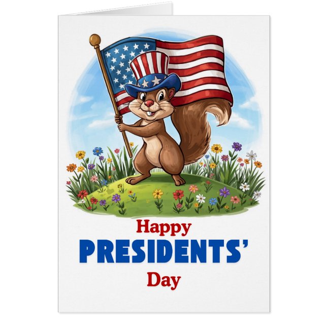 Süßer Presidents' Day-Eichhörnchen mit Flagge (Vorne)