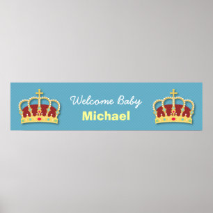Süßer Prinz Junge Baby Shower Willkommensparty-Ban Poster