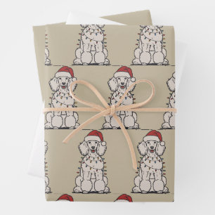 Süßer Pudel, eingewickelt in Weihnachtslichter Url Geschenkpapier Set