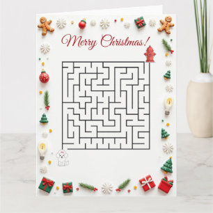 Süßer Pudel-Hund Weihnachts-Labyrinth-Puzzle Feier Karte