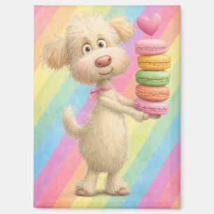 Süßer Pudel-Macarons-Magnet – Regenbogen-Pastell-H Magnet