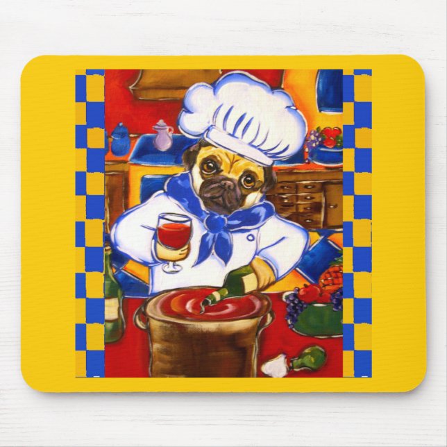 Süßer Pug-Chef von Le Cafe Mousepad (Vorne)
