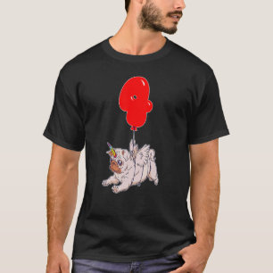 Süßer Pug-Einhorn 4. Geburtstag Kinder-Ballonparty T-Shirt