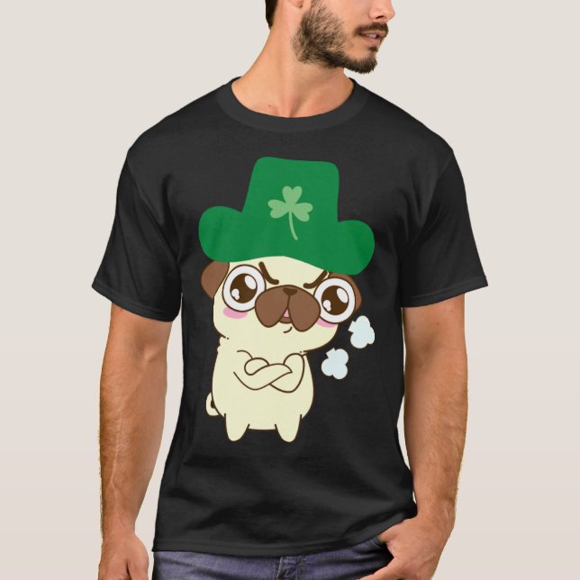 Süßer Pug-Hund St. Patrick s Day Hund St. Patrick  T-Shirt (Vorderseite)