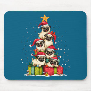 Süßer Pug Le Hund Weihnachtsbaum Xmas Hut Langarm Mousepad