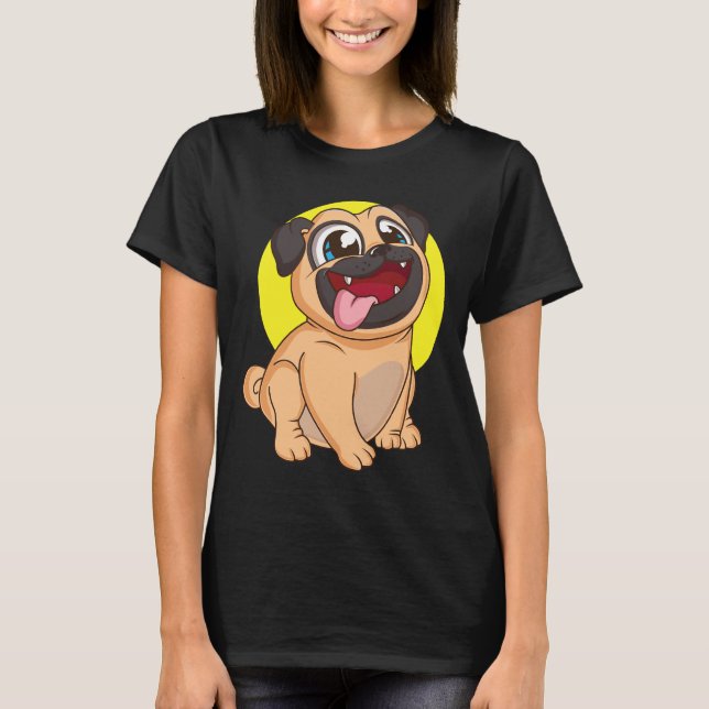 Süßer Pug mit glücklichem Gesicht T-Shirt (Vorderseite)