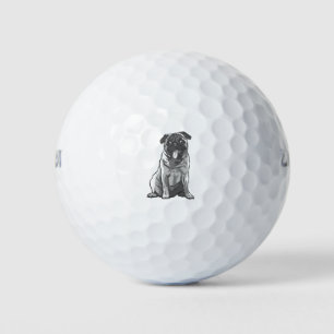 Süßer Pug mit guter Laune Golfball