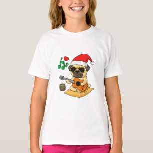Süßer Pug spielt Gitarre Weihnachtsgeschenk T-Shirt