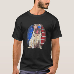 Süßer Pug USA-Flagge Sonnenbrille Vintage 4. Juli T-Shirt