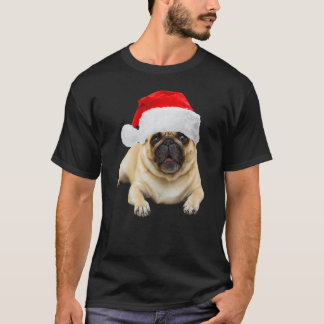 Süßer Pug Weihnachtsmann Hut Pugs Bild Weihnachten T-Shirt