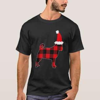 Süßer Pug Weihnachtsmann Hut Rot Kariert Hässliche T-Shirt