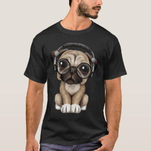 Süßer Pug-Welpe Dj mit Kopfhörern und Brille 8 T-Shirt