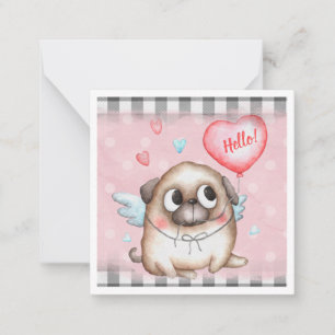 Süßer Pug zum Valentinstag Mitteilungskarte